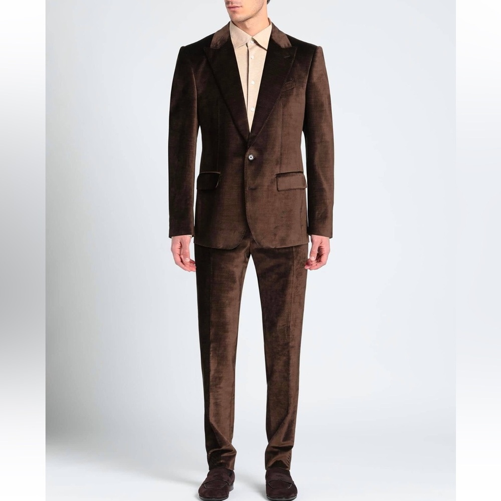 Dolce & Gabbana brown velvet silk Men's Suit